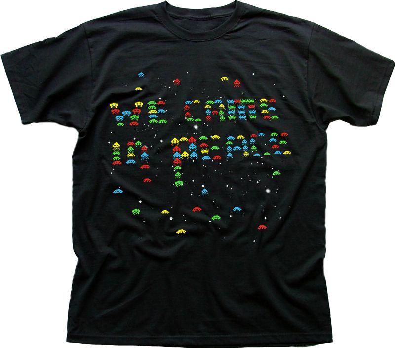 Space Invaders we come in peace retro gamer black cotton t-shirt OZ9362 3XL