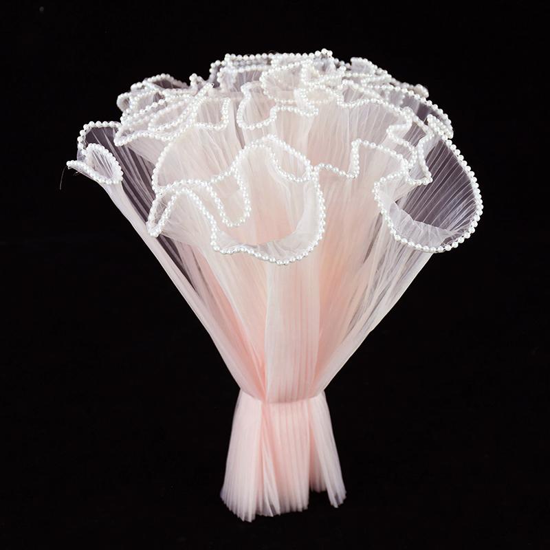 4Yards Flower Bouquet Wrapping Pearl Wave Yarn Rose Florist Packaging Lace Mesh Material Wedding Party Gift Decoration Supplies