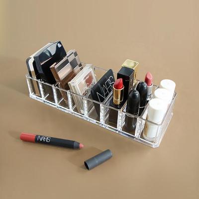 Transparent Acrylic 8-Grid Makeup Organizer for Powder, Lipstick, Blush, and Eyeshadow