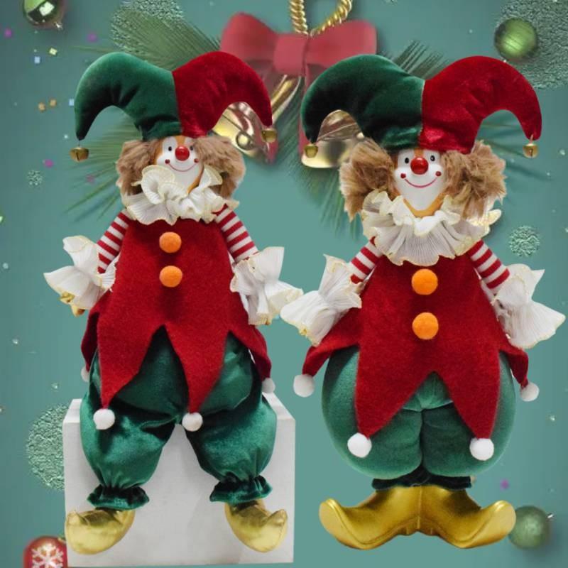 Charming Handmade Clown Figurine For Christmas Decor Plush Material Festive Gift Ideal For Holiday Spirit