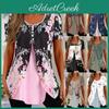Women Short For Shirts Sleeve Tops Dressy Summer Casual Printed Vneck Irregular Hem Blouses Tees