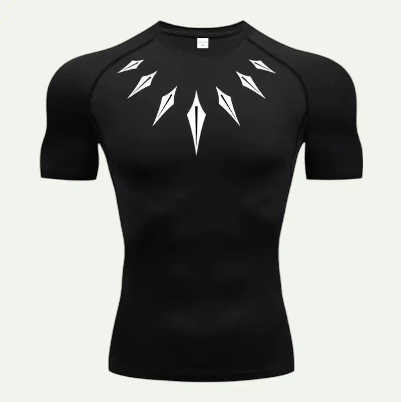Y2K Compression Shirt Men Fitness Gym Skeleton Sport RunningSleeve T-Shirt For  T-Shirt Rashgard Tops Tee Quick Dry Short Men