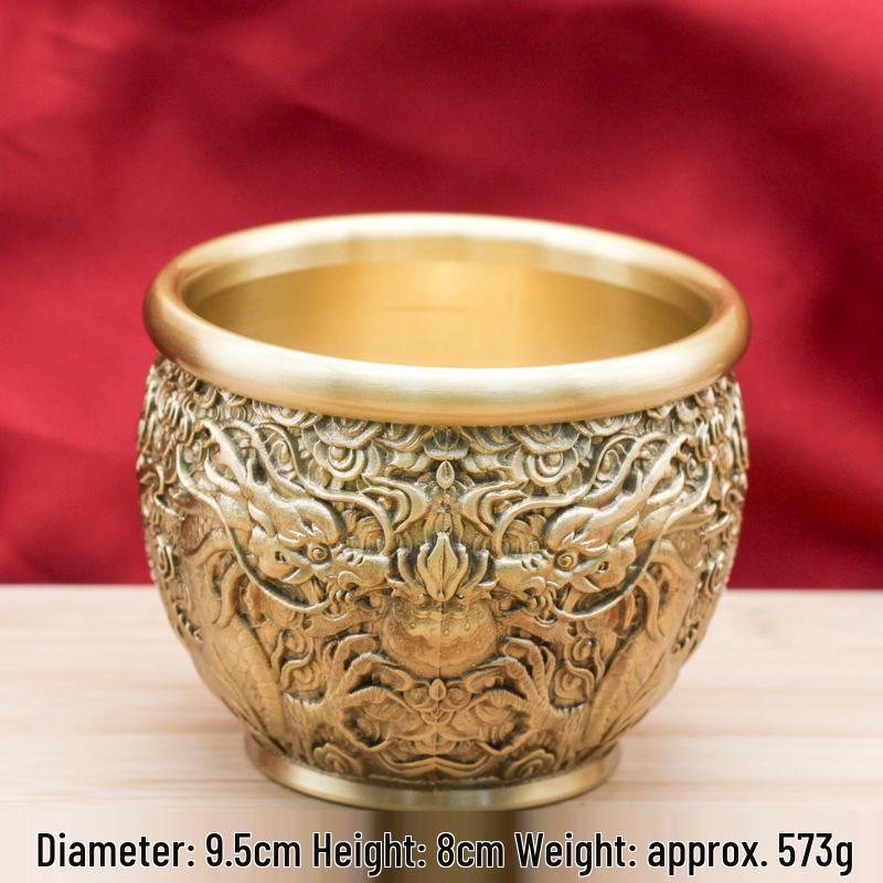 Brass Dragon Rice Jar Ornament: Wealth-Attracting Home & Office Decor
