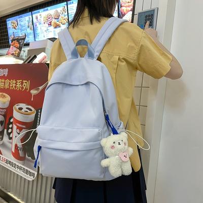 Autumn and Winter New Korean Version Solid Color Nylon Student Backpack Simple Fresh Unisex Double Shoulder Backpack