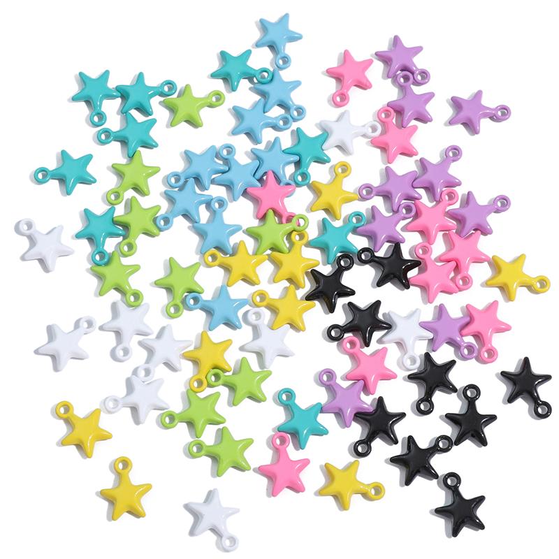 2pcs/Bag Colorful Spray Paint Stars Charms Pendant Beads for Jewelry Making DIY Bracelet Necklace Accessories