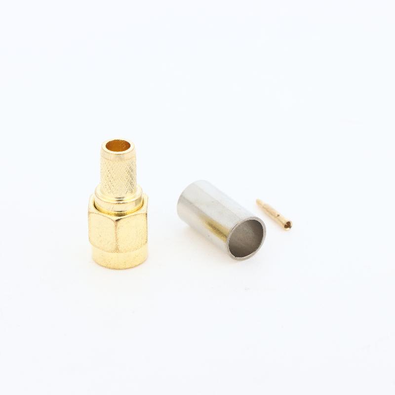 SMA Male Crimp Straight RF Coaxial Adapter 1 Set Gold Plated Contact Compatible with RG58 RG142 LMR195 Test Measurement Equipment