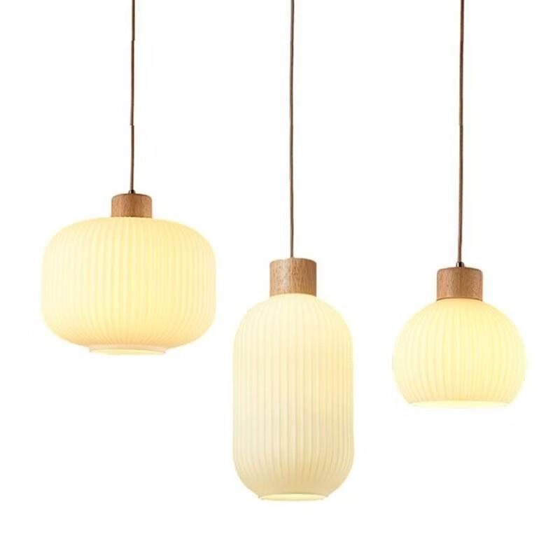 Japanese Style Wooden Glass Pendant Light