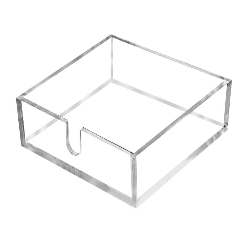 Clear Acrylic Table Napkin Holder for Standard Square Napkins with Visible Storage and Easy Front Access Cutout