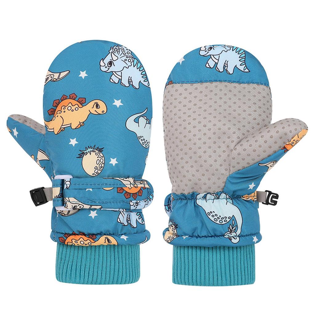 Spritzfeste Fäustlinge Kinderhandschuhe Winddicht Kinder Winter Warm Schneehandschuhe Bedruckt Cartoon Dinosaurier Verdicken Thermofäustlinge
