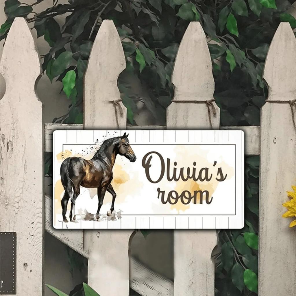 Personalized Horse Metal Sign Custom Aluminum Wall Art Farmhouse Barn Decor