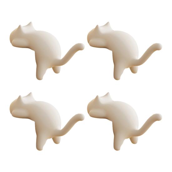 4Pcs Desk Edge Cat Cat Shape Hangers No-Drill Adhesive Table Edge Hooks Cute Backpack Hook Holds
