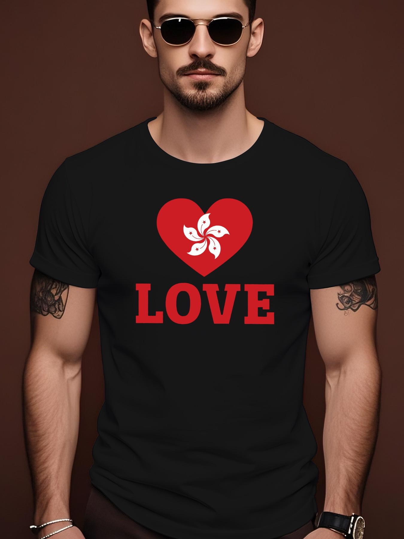 Black Casual Short Sleeve Tshirt with Bold Red LOVE Heart... XXL