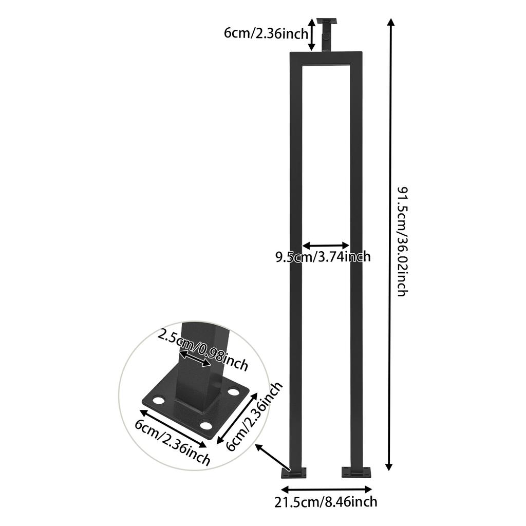 3PCS Stair Balusters, 36" U-Shaped Stairs Railing with Adjustable Top Bracket for Indoor Staircases