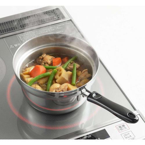 Yoshikawa Overflow Resistant Saucepan, 16cm, 2.1L, with Lid and Draining Function, Kurumentei, Tsubame-Sanjo, Made in Japan, SJ3199