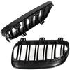 BMW 3 E92 E93 10-13 griglie tra i fari (reni) set sinistra + destra DOPPIA BARRA NERA LUCIDA