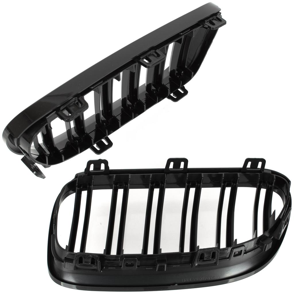 BMW 3 E92 E93 10-13 griglie tra i fari (reni) set sinistra + destra DOPPIA BARRA NERA LUCIDA