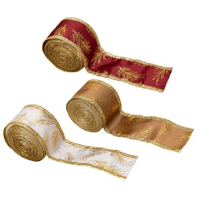 Christmas Ribbon 5M Length Holiday DIY Decorative Ribbon for Christmas Tree Greeting Cards Craft Projects Bouquet Garland