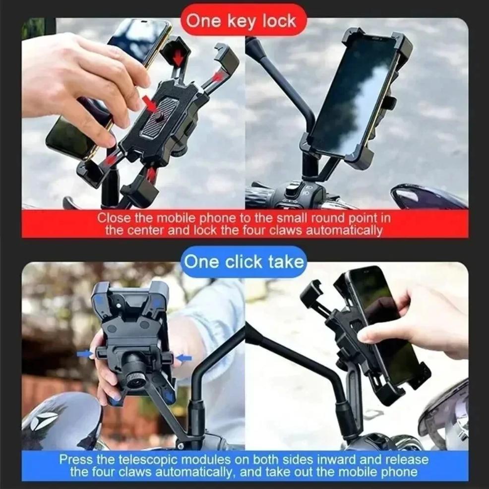 Bike Phone Holder Universal Motorcycle Phone Mount for Handlebar Shockproof Easy Install Fit for Iphone Xiaomi Huawei Sunsung