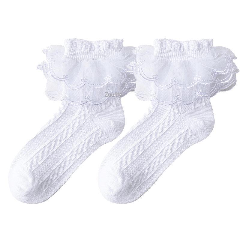 2-9Y Baby Spring Lace Ruffle Socks Children Cotton Autumn Girls Dance Socks Cute Toddler Socks Princess Style Baby Accessories