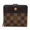 Used Damier Compact Zip Billfold Card Case with Brown Snap Button, 12564, and Coin Purse (N61668 7941 Logo) from Japan