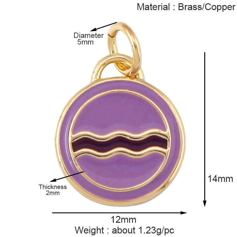 Trendy Colorful Enamel Geometry Charm Pendant,Real 18k Gold Plated Zircon Necklace Bracelet Jewelry Findings Supplies S43