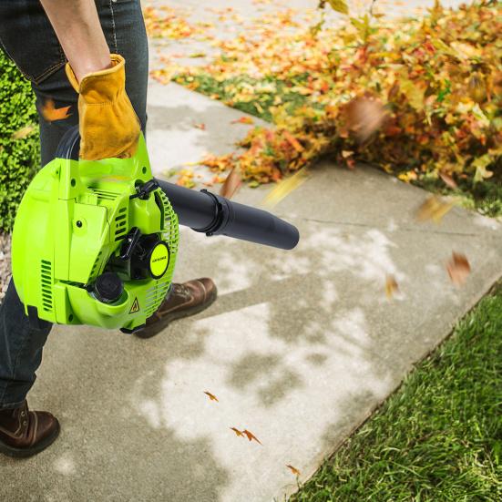 2-Stroke Handheld Leaf Blower Gas Powered Leaf Blower 26cc Handheld Gas Blower Powerful Clearing Blower for Lawn Care Snow Blowing(Green)