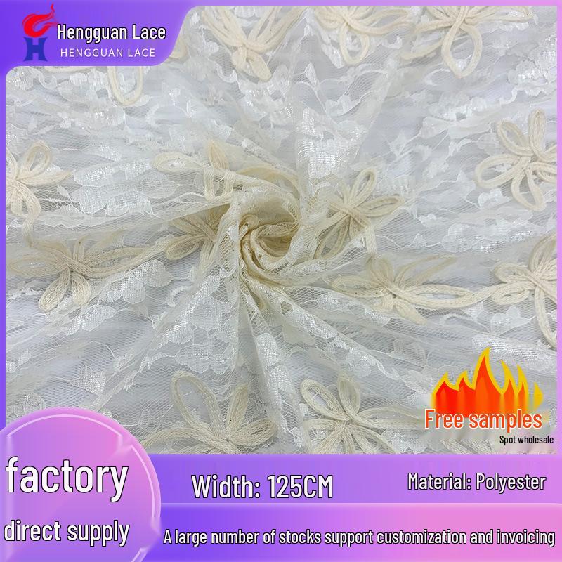 Luxury Polyester Jacquard Lace Fabric for Wedding and Evening Gowns