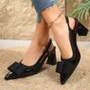 2026 Summer  Style Square Heel Women's High Heels Sexy Pointed Toe Casual Platform Shoes Fashionable Bow Mary Jane Sandals
