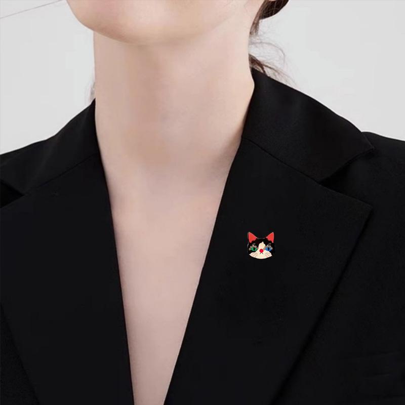 1Pc Corsage Exquisite Sweater Pin Petite Acrylic Cartoon Colorful Cat Brooch Diamond inlaid