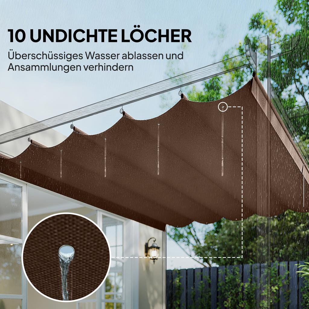 Einziehbare Pergola-Abdeckung, 2,55 x 2,5 m Ersatz-Markisenstoff für 3 x 3 m Gestell, Nur Dach, Braun
