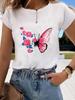 (Asian Size)  trend butterfly flower cute Graphic Tee Fashion T Clothing Women's Top  Print Female Casual  Short Sleeve T-shirts