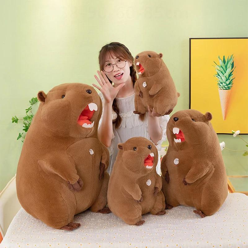 50cm Cute Squeaky Marmot Plush Toy Cute Stuffed Doll That Makes Sound Perfect for Kids Birthday Xmas Gift Plush Animal Keychain