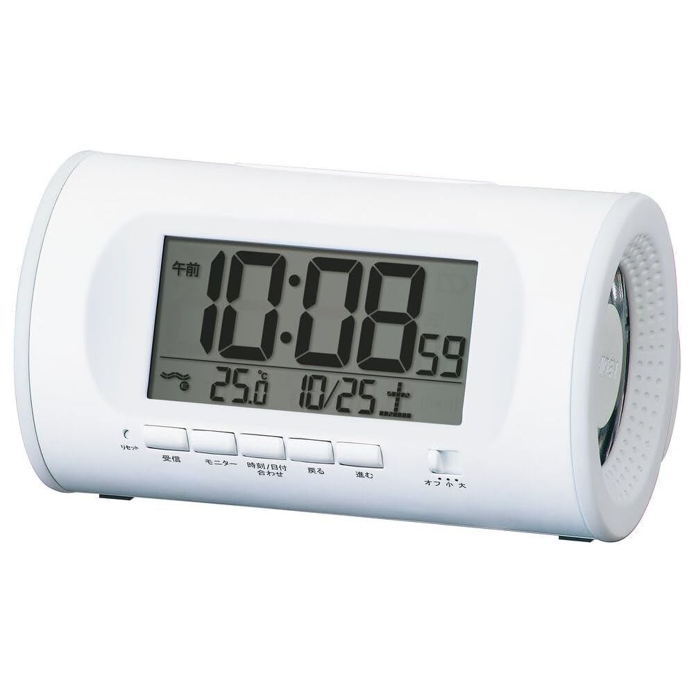 Seiko Clock Digital Alarm Clock, Table Clock, Loud Sound, White, PYXIS RAIDEN, 81 x 138 x 99 mm, NR540W