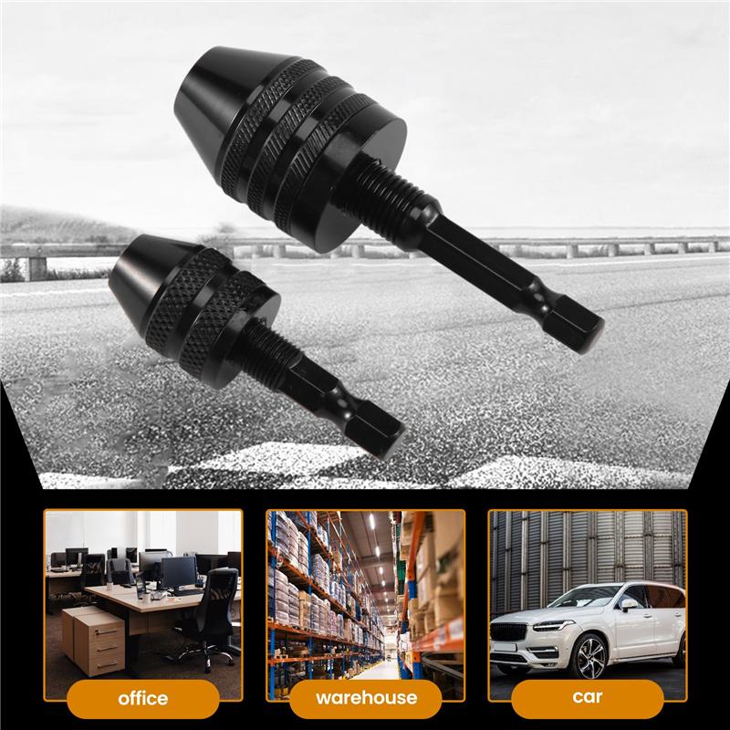 A95I-2Pcs Hex Shank Keyless Drill Chuck, Screwdriver Converter Drill Adapter Quick Change Drill Bits Tool(0.6-8Mm, 0.3-3.6Mm)