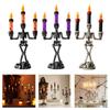 Skull Candelabra Halloween Decoration Skeleton Candlestick with Flameless Candle LED Light for Mantels Tabletop Porch