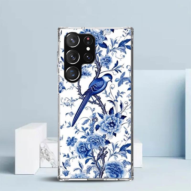 Blue And White Porcelain Soft Cover for Samsung Galaxy S25 Edge S26 S24 S23 Ultra Phone Case S22 S21 Plus S20 FE Print Pattern S