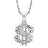 Hip Hop Schmuck Titanstahl Vergoldet Diamantbesetzt Dollar Anhänger Halskette