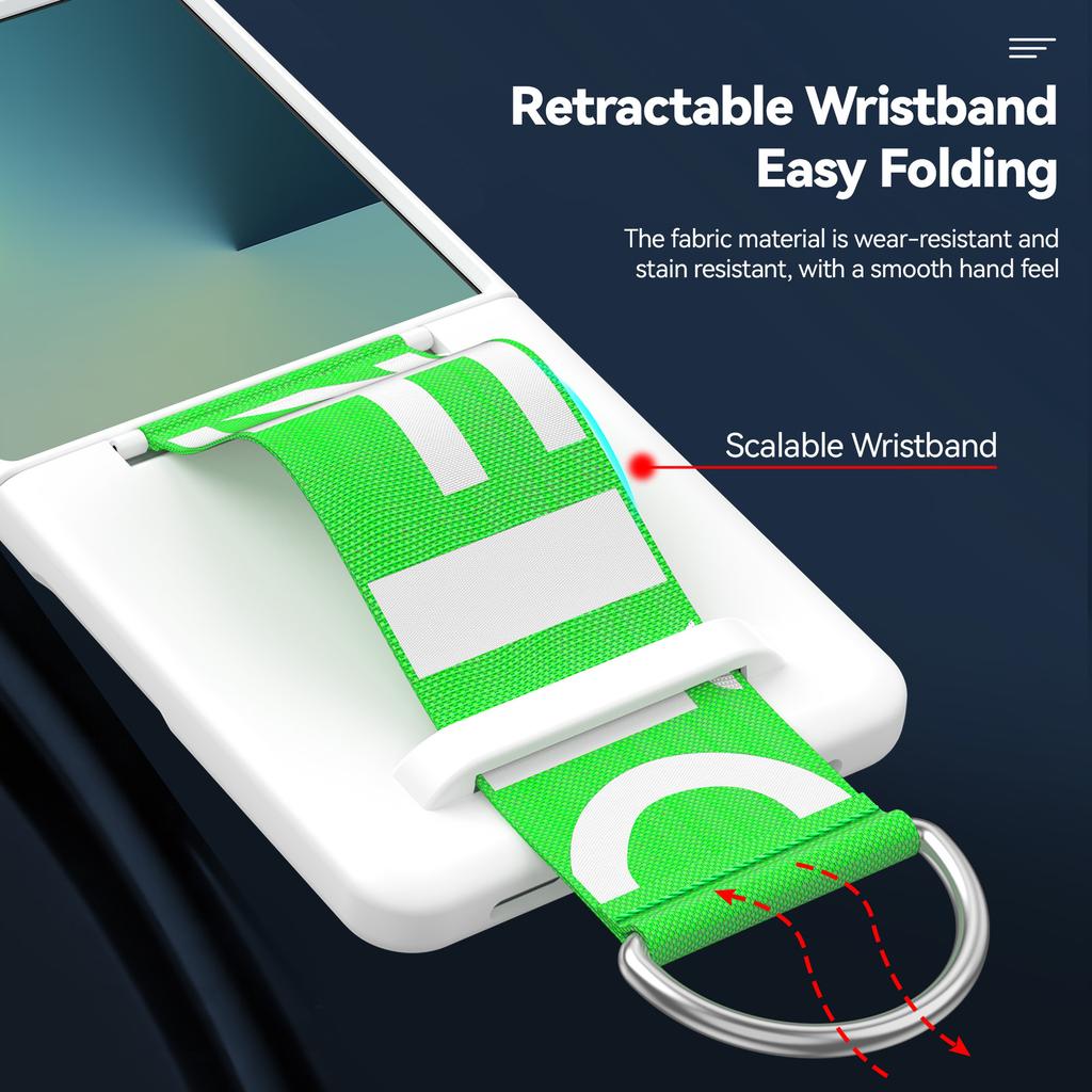 Applicable To Samsung Zflip7 Wristband Mobile Phone Case Ultra-thin Folding 6 Solid Color Anti-drop Mobile Phone Case Ins Wind
