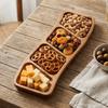 Curved Design Wooden Snack Tray 3/4 Compartments Dipping Plate Nut Platter  Living Room