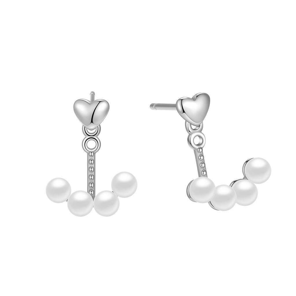 Elegant Rear Hanging Style Stud Earrings for Women 925 Sterling Silver Pearl Statement Jewelry Boucles Brincos Bijoux