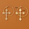 Korean Metal Cross Earrings Accessories Punk Jewelry Hoop Earrings Bling Crystal Fashion Earring for Women