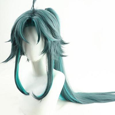 100cm Genshin Impact Xiao peruka do Cosplay długi prosty warkocz ciemnozielony żaroodporne włosy dorosły Halloween do odgrywania ról