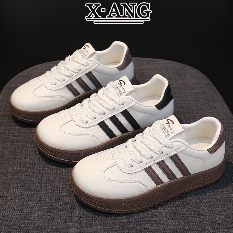 Leather platform white shoes children's shoes women's autumn new student shoes casual sports board shoes