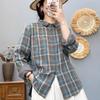Soft Plaid Shirt Loose Fit Casual Long Sleeve Double Layer Cotton Comfortable Stylish Top Women Fashion