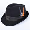 Feathers Fedora Hat Men 2026 Autumn Casual Short Sleeve Fedoras Elegant Gentleman Sombrero Hombre Black British Felt Top Hats