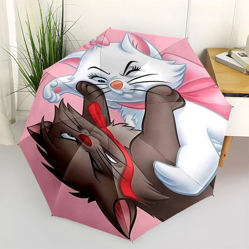 

Cats, Marie Themed Automatic Opening and Closing Umbrella, Brightly Colored 8-rib Portable Umbrella, Suitable for Men and Women, A Perfect Gift for Ch