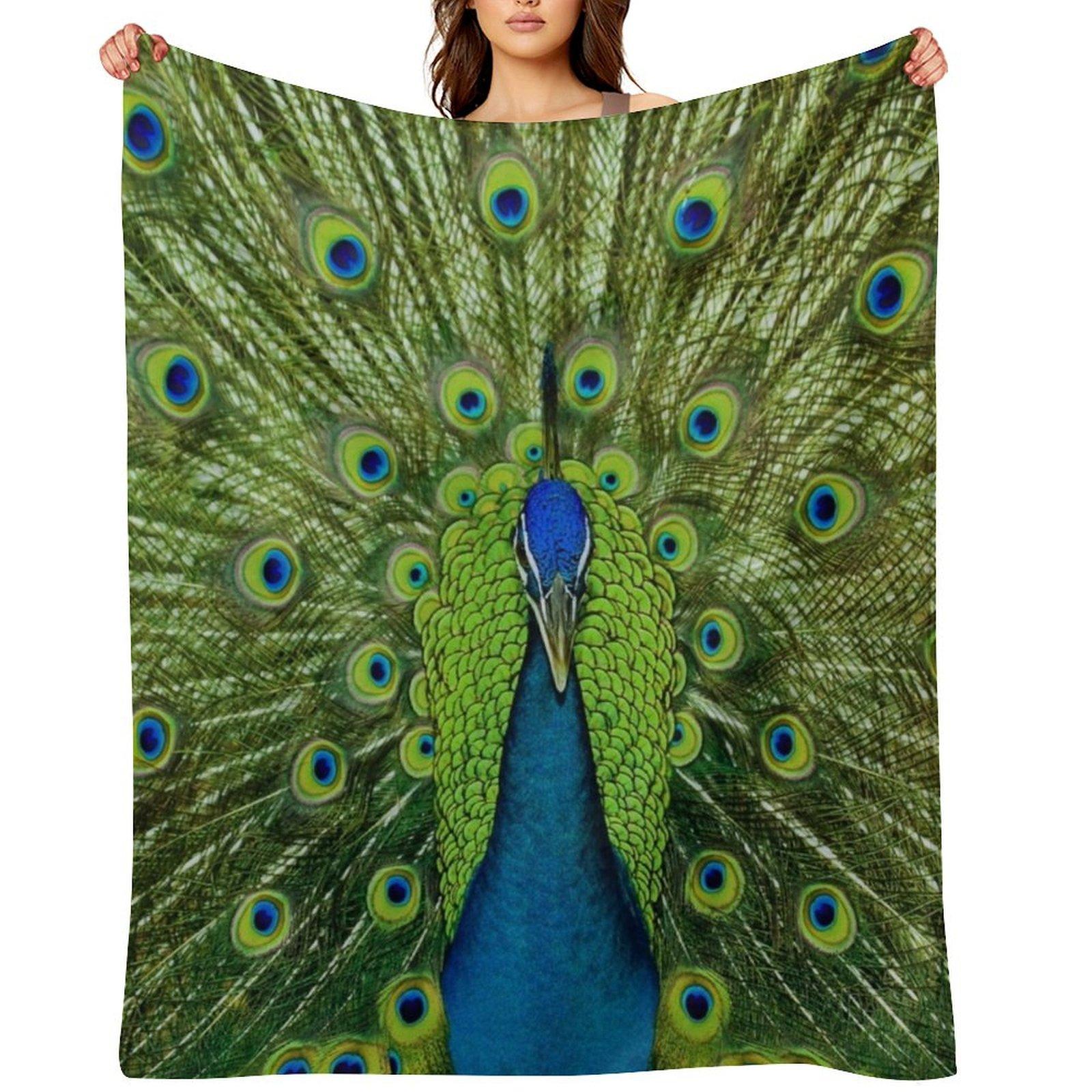 Colorful Peacock Throw Blanket Retros Soft Beds Flannel Bed Blankets 30x40in