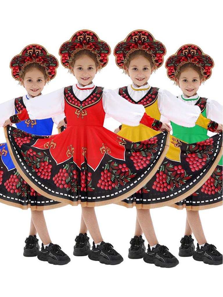 Russian Ethnic Children's Halloween Costume for Stage Performance