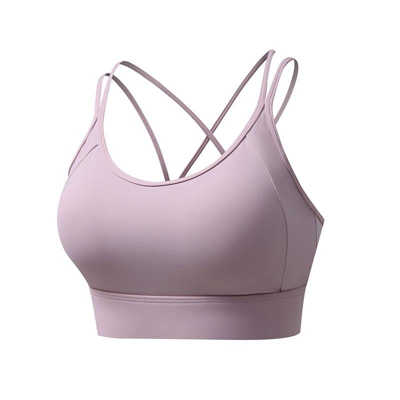Color Block Criss Cross Back Women Push Up Sports Bra For Yoga Running Fitness