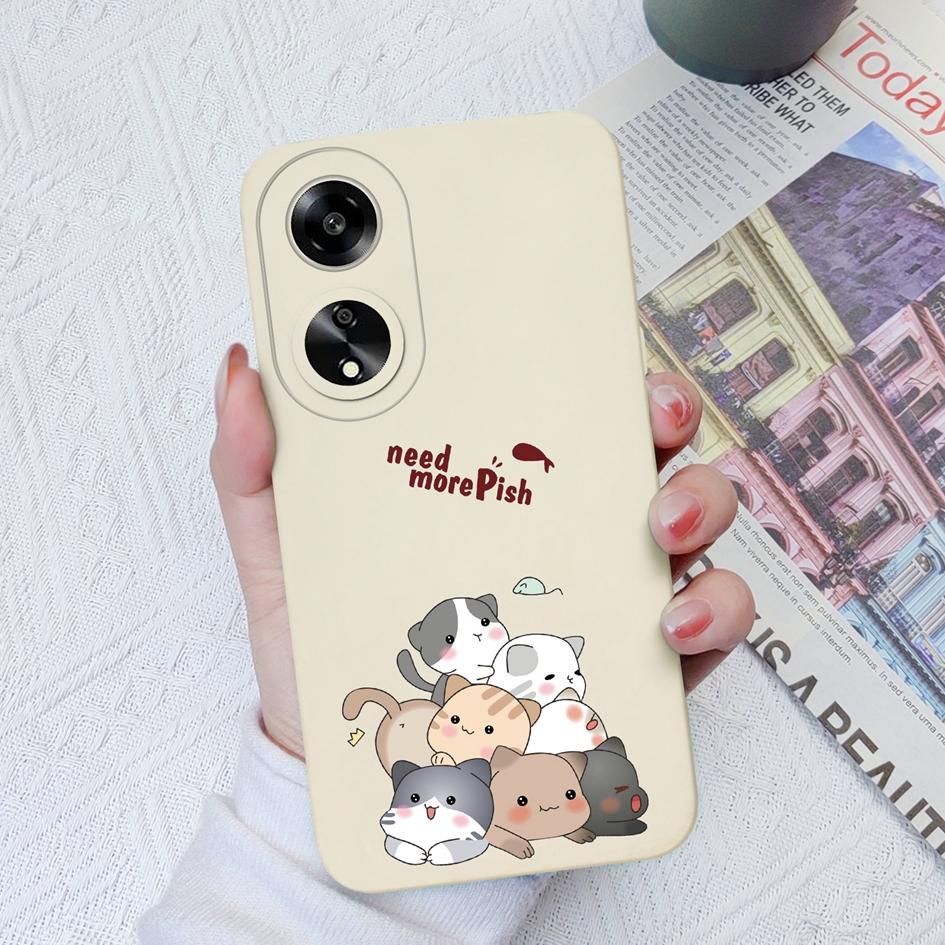 Candy Color Cute Cat Phone Cases For Oppo A7 A15 A55 A1K A35 A52 A1 A11 Liquid Silicone High Quality Anti Fall Protective Shell For Oppo Bumper Covers